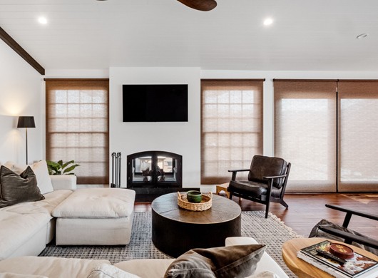 Designer Screen Shades in Living Room