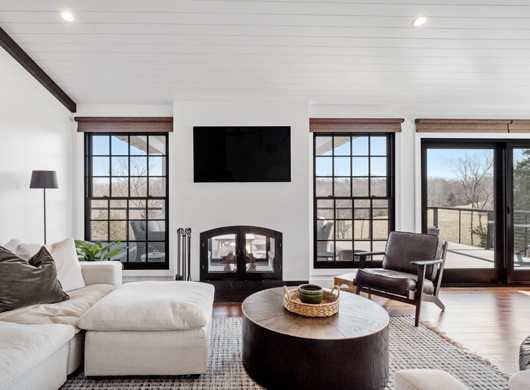 Designer Screen Shades in Living Room